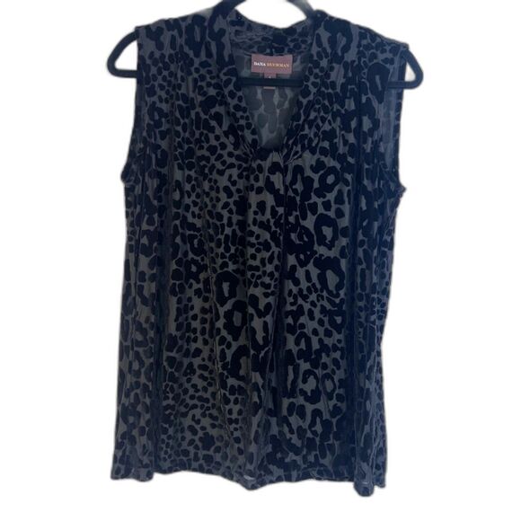 Dana Buchman Velvet Animal Print Sleeveless Tank Blouse Dressy Size Large - Picture 1 of 10